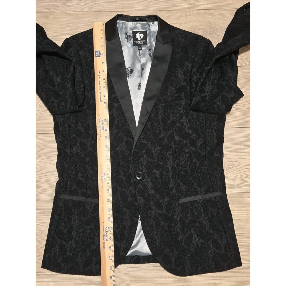 Twisted Tailor Suit Jacket Blazer Floral Mens Size 40 R Serde Grey / Black - Picture 4 of 10